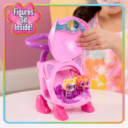 Just Play Disney Junior SuperKitties Su-Purr Wild Kitty Copter com Luzes e Sons, 3 Peças, Figuras Articuladas, Brinquedo para Fãs, Meninas e Crianças a partir de 3 Anos