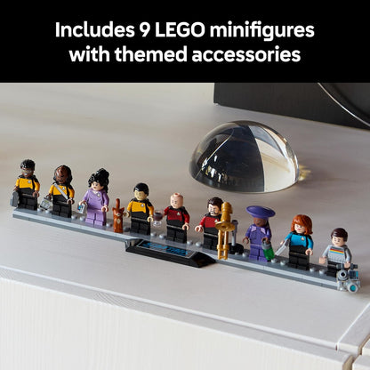 LEGO Icons Star Trek: U.S.S. Enterprise NCC-1701-D - Kit de Modelo para Exibição para Adultos - 2 Cápsulas de Transporte, Função de Separação e 9 Minifiguras, incluindo Jean-Luc Picard e William Riker - Presente para Fãs - 10356