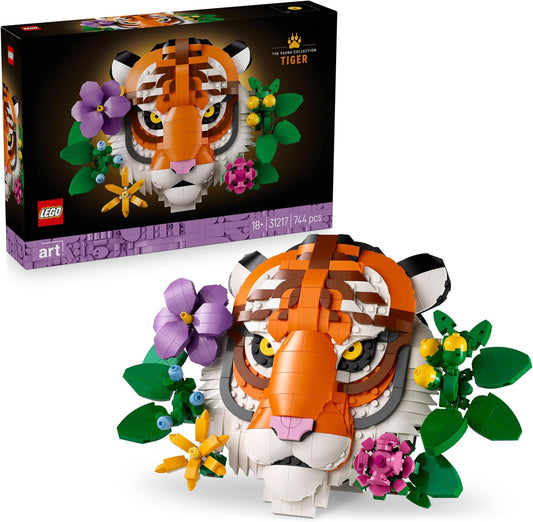 LEGO Art The Fauna Collection - Tigre - Pintura de animal 3D montável com flores decorativas da Botanicals - Conjunto de decoração faça você mesmo para casa ou escritório para adultos - Ideia criativa para presente - 31217
