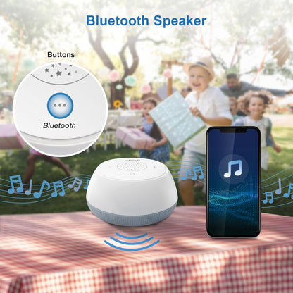 VTech BC8213 V-Hush Junior Treinamento de Sono com 40 histórias/músicas/sons e grave sua própria voz. Alto-falante portátil Bluetooth HD, luz noturna multicolorida de 250+, projetor de teto