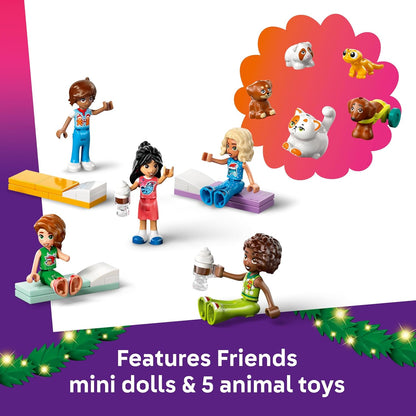 Calendário do Advento LEGO Friends 2025 para meninas a partir de 6 anos - Brinquedos para a contagem regressiva do Natal com 24 surpresas, incluindo 5 mini bonecas, 5 figuras de animais de estimação e acessórios fofos - 42668
