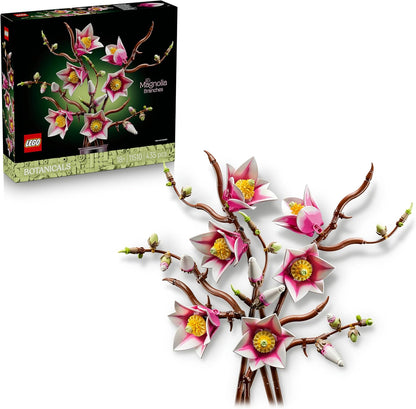 LEGO Botanicals Galhos de Magnólia - Conjunto de Flores Artificiais para Adultos - 5 Magnólias Artificiais para Decoração de Sala de Estar ou Quarto - Ideia de Presente DIY para Mulheres - 11510