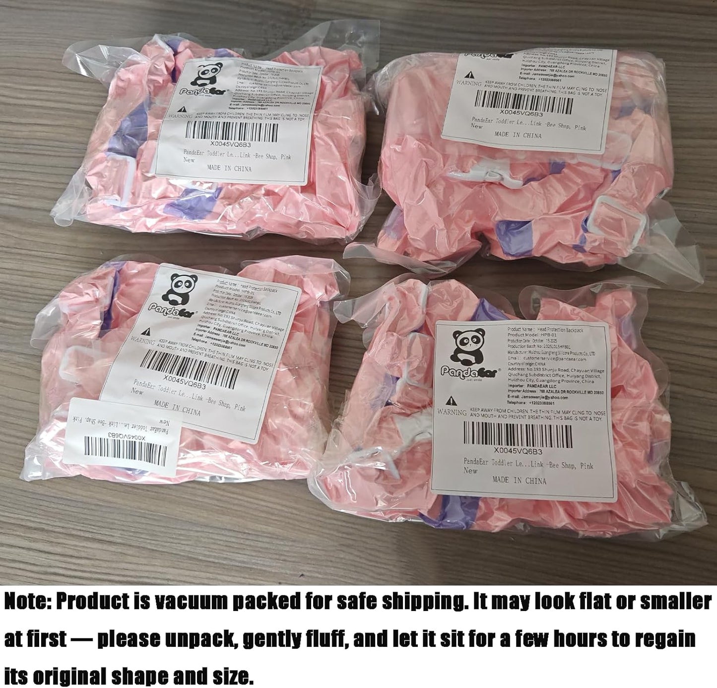 PandaEar Mochila Protetora de Cabeça para Bebê , Proteção de Cabeça Ajustável para Bebês que Começam a Andar (Rosa)
