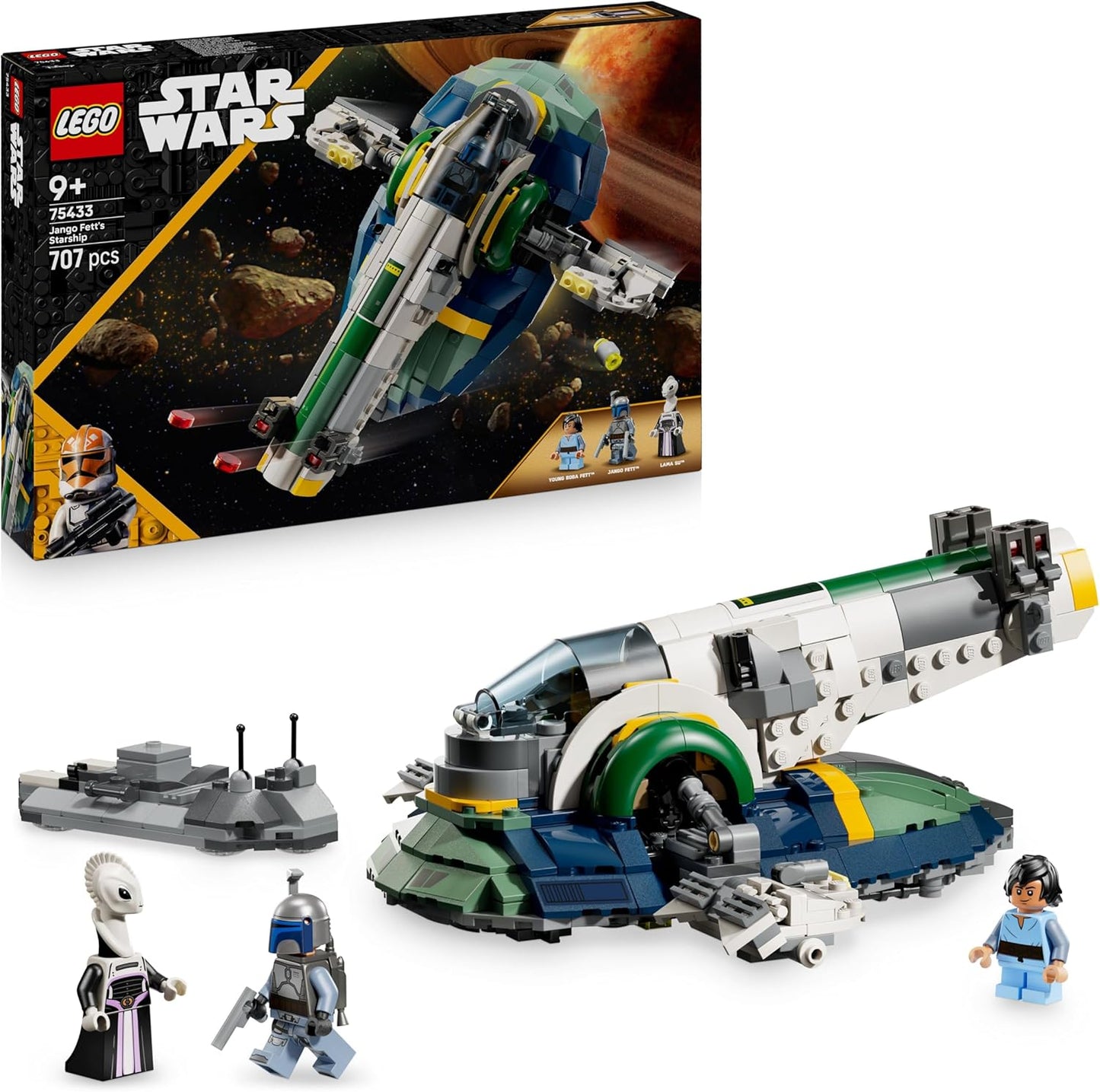 LEGO Star Wars 75433 Nave Estelar de Jango Fett - Brinquedo para Brincar e Exibir com Asas Giratórias e 3 Minifiguras, incluindo Boba Fett - Ataque dos Clones - Presente para Meninos e Fãs a partir de 9 Anos