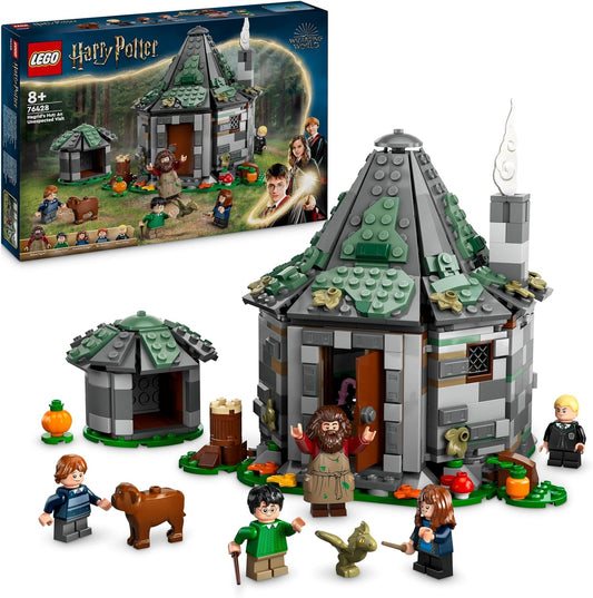 LEGO  Cabana de Harry Potter Hagrid: uma visita inesperada, casa de brinquedos para crianças, meninos e meninas com mais de 8 anos, inclui figuras de dragão e cachorro, além de minifiguras de 5 personagens Hermione e Ron, ideia de presente 76428