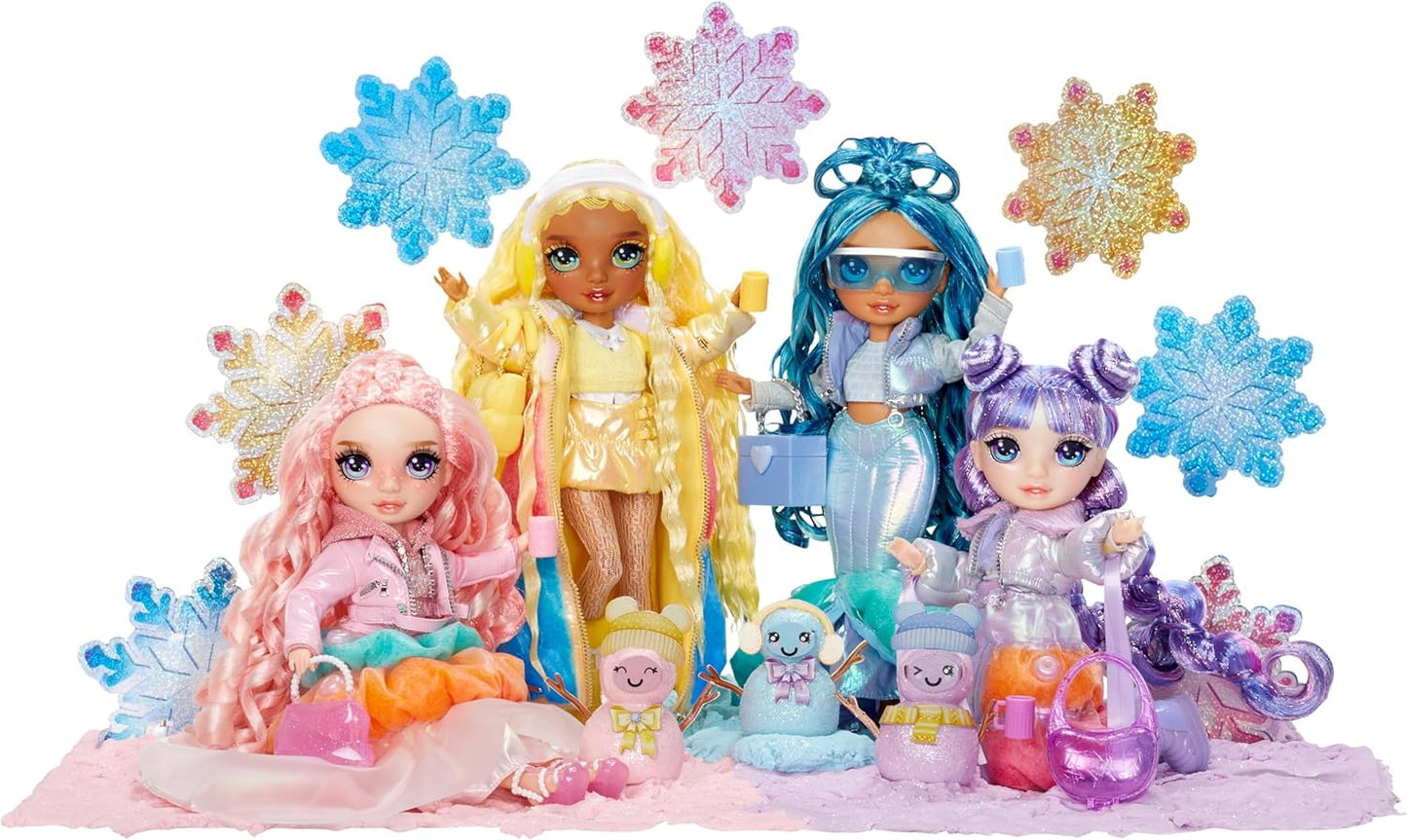 Rainbow High Winter Wonderland - Bella (Rosa) - Boneca Fashion de 28 cm, com Neve Mágica Escondida que se Transforma com Água, Acompanha Kit de Boneco de Neve, Adequada para Crianças de 4 a 12 Anos e Colecionadores.