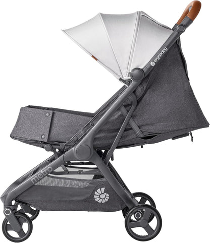 Ergobaby Carrinho de Bebê Metro 3 Deluxe com Função de Reclinação, Ideal para Bebês de 0 a 4 Anos (do Nascimento até 22kg), Dobrável com uma Só Mão e Compatível com Bebê Conforto, Cinza Pérola