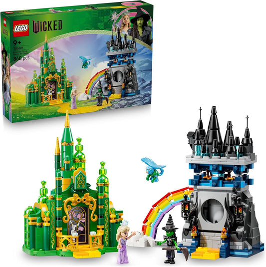 LEGO Wicked Emerald City e Castelo de Kiamo Ko - Brinquedo para Brincar e Exibir - Inclui Mini Bonecas da Elphaba e da Glinda, além de um Macaco e Acessórios - Presente para Meninas a partir de 9 Anos e Fãs do Filme - 75689