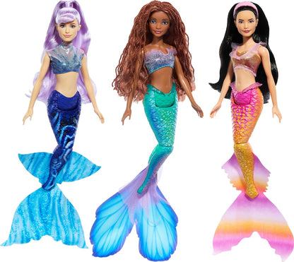 Conjunto de Bonecas Disney A Pequena Sereia: Ariel e suas Irmãs – 3 Bonecas Sereias Fashion (Mala, Karina e Ariel) – HND29