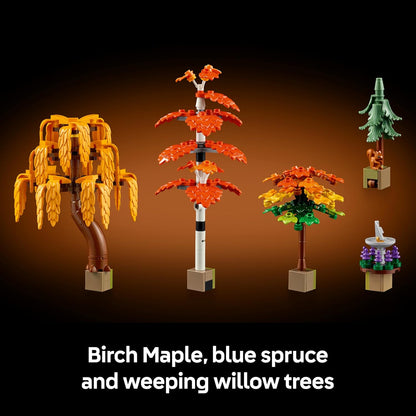 LEGO Icons Jardim de Outono - Conjunto de Construção em Miniatura para Adultos - Kit de Modelo para Exibição com Casa, 4 Árvores, Figuras de Animais e Flores - Decoração de Quarto DIY - Ideia de Presente - 11372