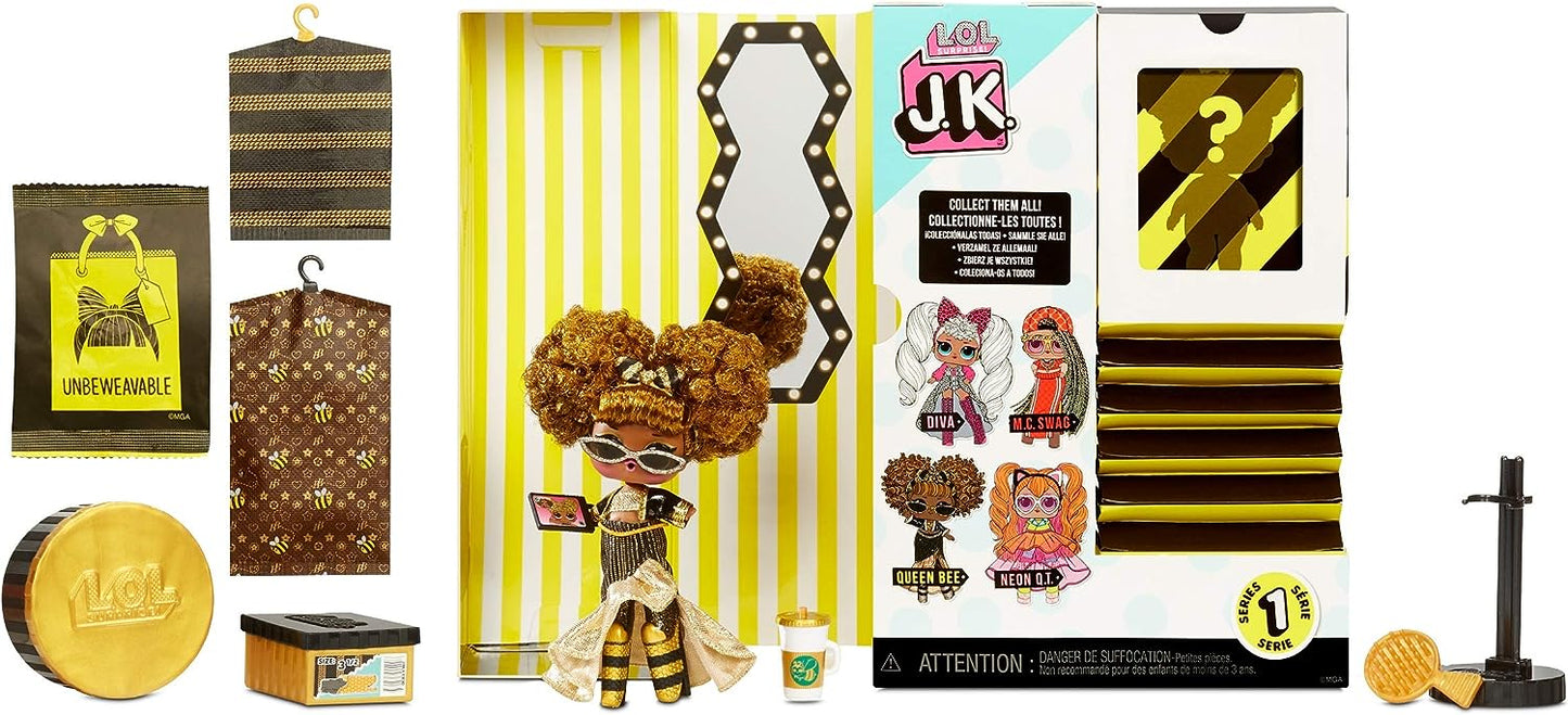 L.O.L. Surprise! Mini Boneca Fashion JK - 15 Surpresas, Roupas e Acessórios - Colecionável - Abelha Rainha
