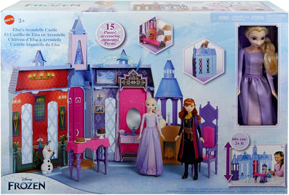 Mattel Disney Frozen 2 Elsa's Arendelle Castle Doll House, 2+ Ft Tall | Includes Elsa Fashion Doll with Removable Skirt & Playset with 4 Play Areas, Furniture & Accessories, HLW61