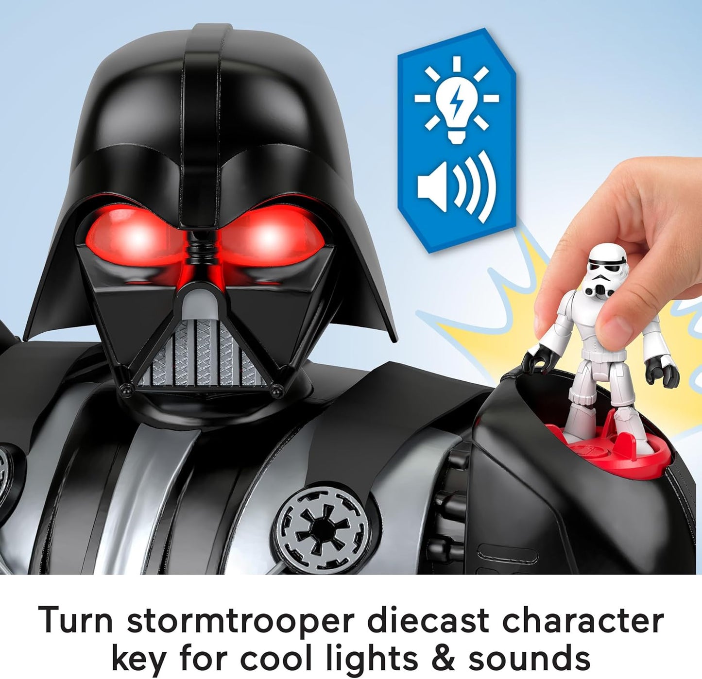 Fisher-Price Imaginext STAR WARS Darth Vader Robô de 60 cm de altura, com luzes, sons e chave de metal do Stormtrooper para crianças a partir de 3 anos, HXG51