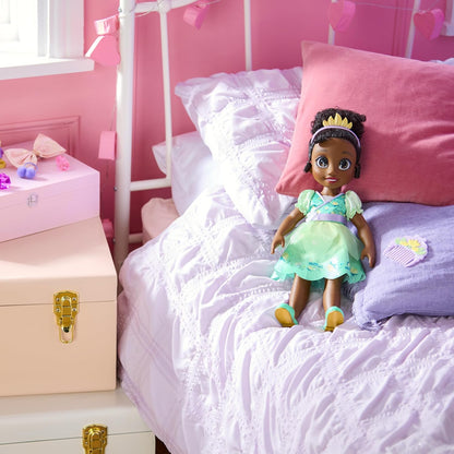 Disney Boneca Oficial Tiana da Store com Escova de Cabelo de Brinquedo, A Princesa e o Sapo, 40,5 cm / 16 pol., Coleção Once Upon a Story, Idade 3+