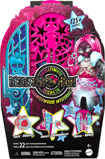 Monster High Skulltimate Secrets: Boneca e Acessórios, Catty Noir da linha Hauntlywood Mysteries com Closet Revelado e mais de 19 Surpresas Glamourosas, como Roupas para Boneca, JBG82