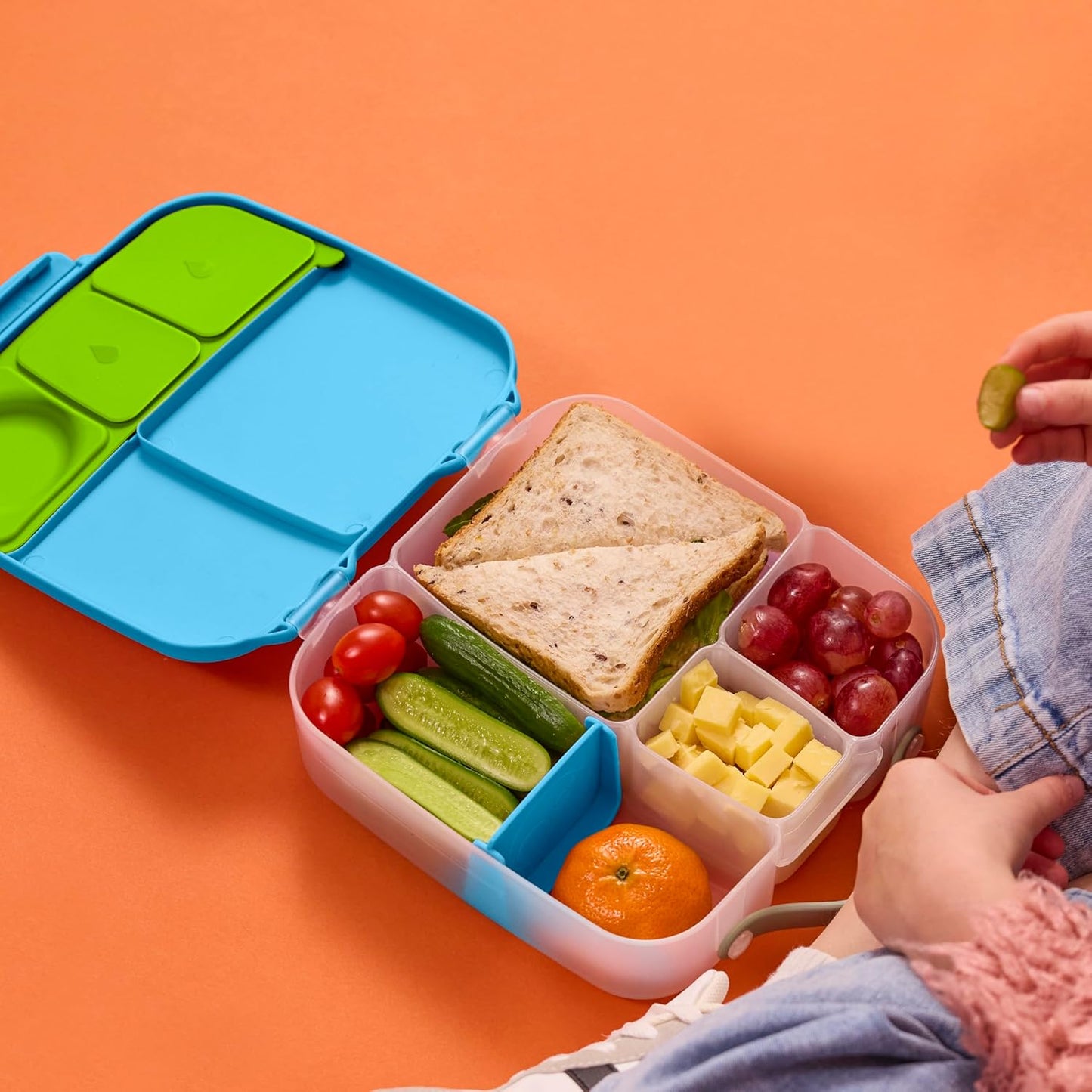 b.box Lancheira | Caixa Bento Grande com 4 Compartimentos (2 à Prova de Vazamentos), Divisória Removível, Bolsa Térmica de Gelo | Ideal para a Escola | a partir de 3 anos | Capacidade de 2L