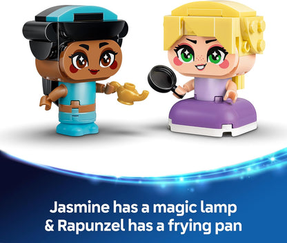 LEGO|Disney Princesas Miniatura Jasmine e Rapunzel - Brinquedo Colecionável com 2 Mini Bonecas e Acessórios, incluindo uma Lâmpada Mágica - Pequeno Presente para Meninas e Fãs a partir de 5 Anos - 43303