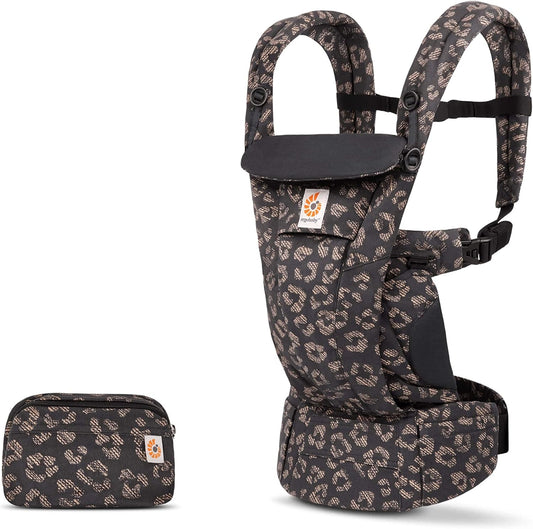 Ergobaby Porta-bebês Omni Dream para recém-nascidos desde o nascimento até 20,4 kg, 4 posições com algodão SoftTouch, posição ergonômica para bebê na frente para dentro e nas costas, leopardo preto