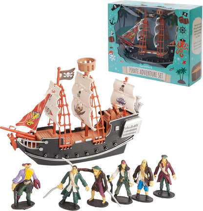 THE TWIDDLERS - Navio Pirata de Faz de Conta com Miniaturas de Piratas, Brinquedo para Crianças e Entusiastas - Inclui Navio e 6 Piratas