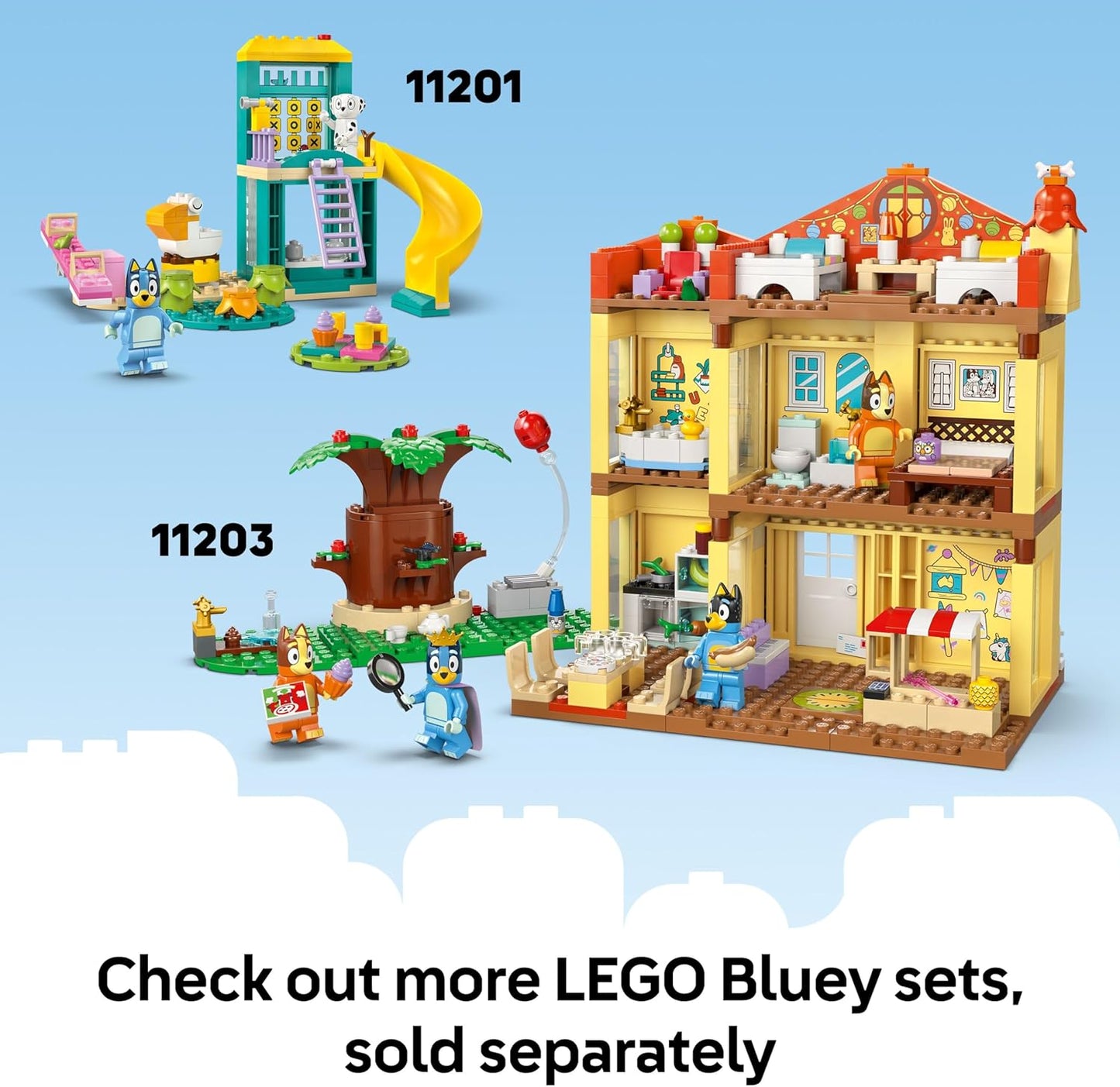 LEGO Bluey: Brinquedo de Praia e Passeio de Carro em Família da Bluey com 3 minifiguras incluindo Bingo e Chilli, além de 2 pranchas de surfe, um Castelo de Areia e Acessórios Divertidos - Presente de Aniversário