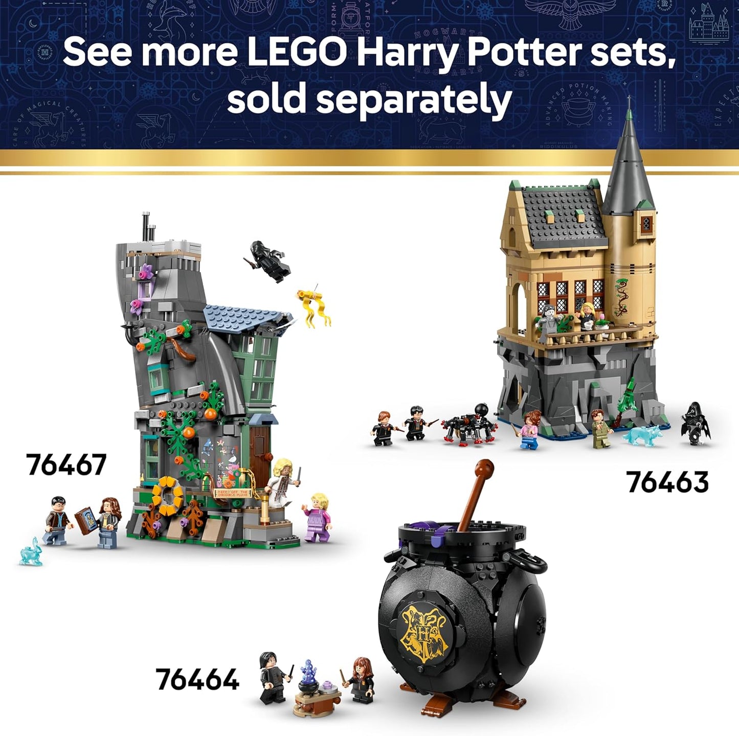LEGO Harry Potter Castelo de Hogwarts: Brinquedo Cerimônia do Chapéu Seletor - Miniaturas colecionáveis do Patrono, Hermione e Draco Malfoy com varinhas e roda da sorte - Presente para meninas e meninos a partir de 7 anos - 76460