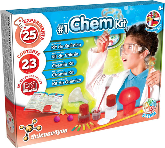 Science4you Meu Primeiro Conjunto de Química, Kits de Ciências para Crianças - Laboratório de Ciências com 25 Experimentos para Crianças: Laboratório de Química com Experimentos Explosivos - Kits de Ciências Educacionais