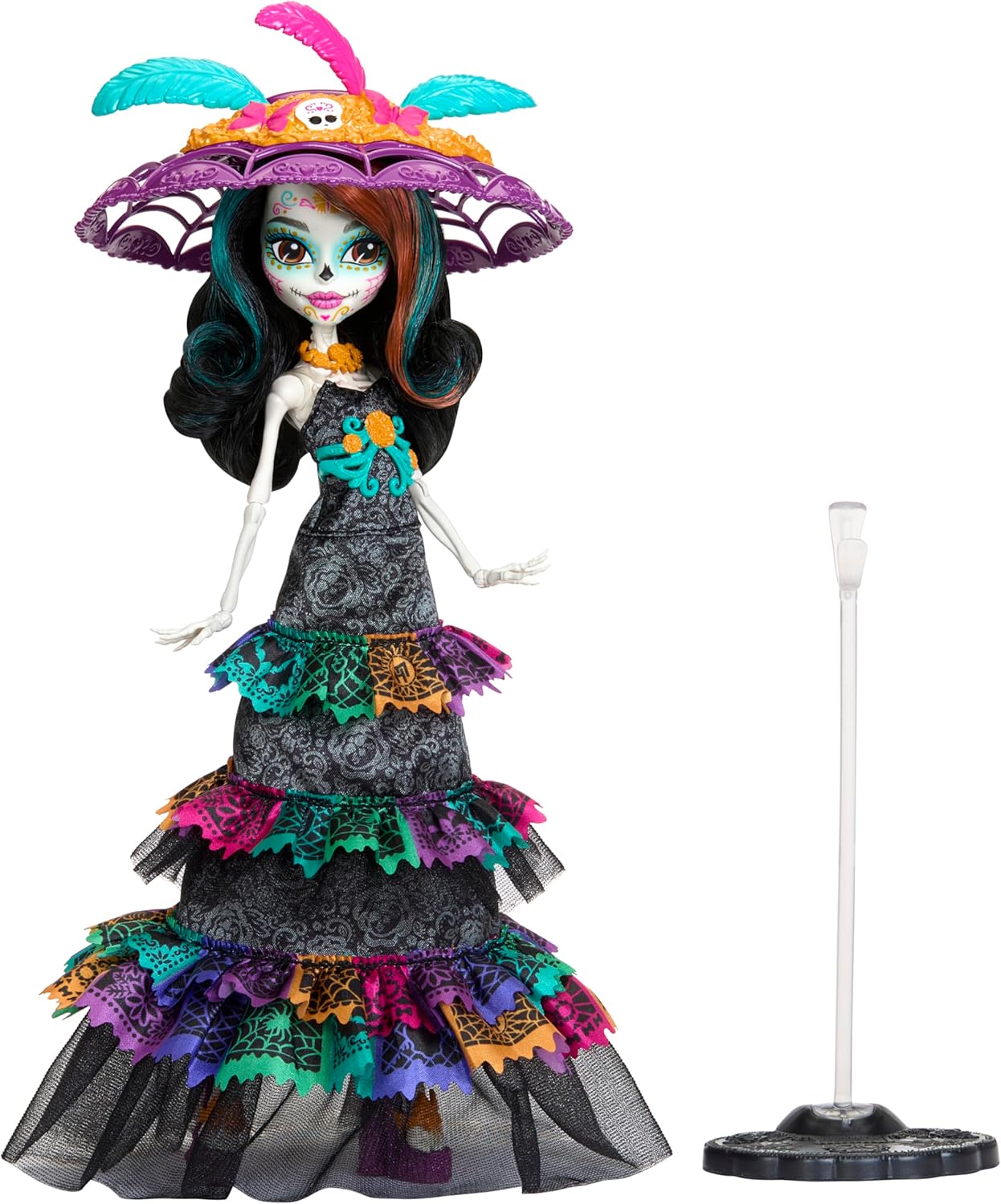 Muñeca Monster High, Skelita Calaveras Día De Muertos 2024 Howliday coleccionable con sombrero de La Catrina, vestido de Papel Picado y empaque exhibible, HXH99