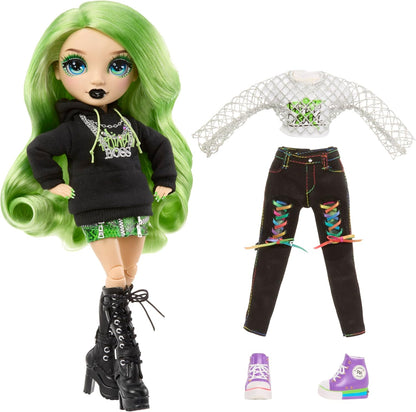Rainbow High Style Icons Jade - Boneca Fashion de 28cm com Cabelo Longo e Penteável, Acompanha um Segundo Conjunto Combinando e um Segundo Par de Sapatos, Flexível com 13 Pontos de Articulação.