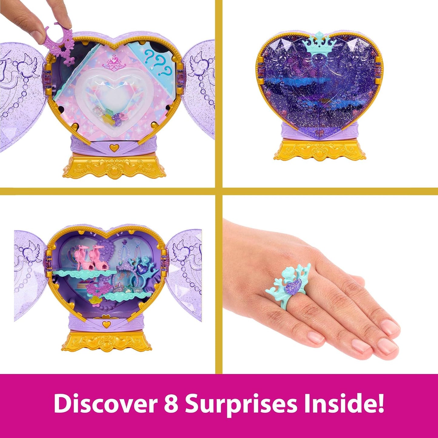 Mattel Boneca Disney Princess Ariel Surprise Fashion e Acessórios | 8 Surpresas, incluindo caixa com joia em formato de coração, anel para a criança e 9 peças para brincar; inspirada no filme A Pequena Sereia, JHL49