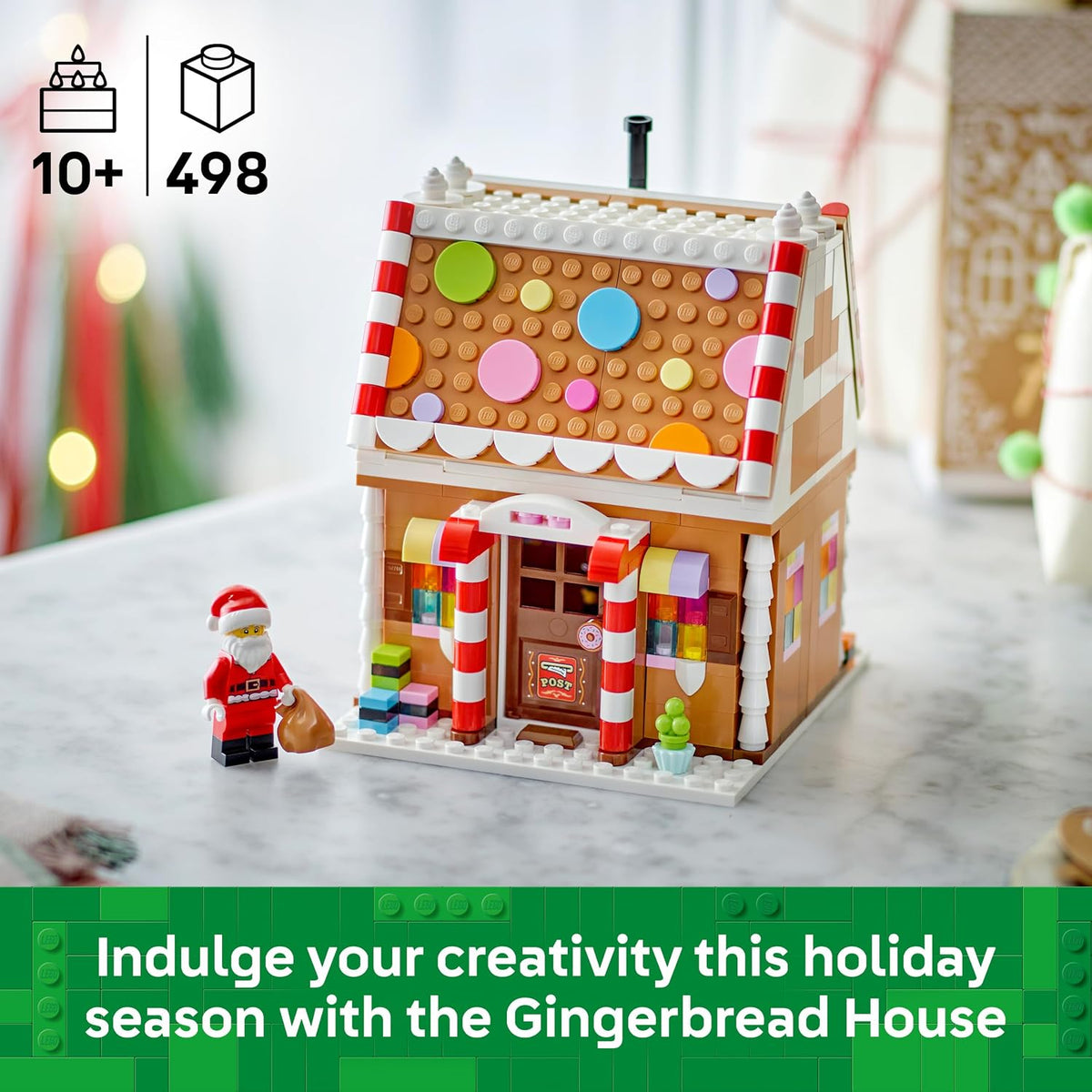 LEGO Casa de Pão de Mel Festiva 40809 | Brinquedo para meninas e meninos a partir de 10 anos, conjunto de artesanato natalino, minifigura do Papai Noel e acessórios, ideia de presente...