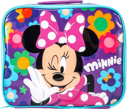 Disney Bolsa retangular isolada para lancheira Minnie Mouse para meninos e meninas, tamanho perfeito para embalar lanches quentes ou frios para escola e viagens, sem BPA
