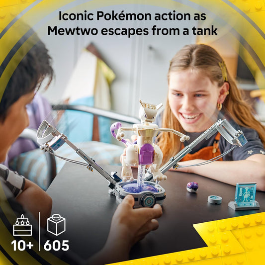 LEGO Pokémon SMART Play: Fuga do Laboratório do Mewtwo – Conjunto de brinquedo interativo compatível, inclui uma etiqueta SMART e uma figura de Pokémon feita de peças – Ideia de presente para meninos e meninas a partir de 10 anos – 72163