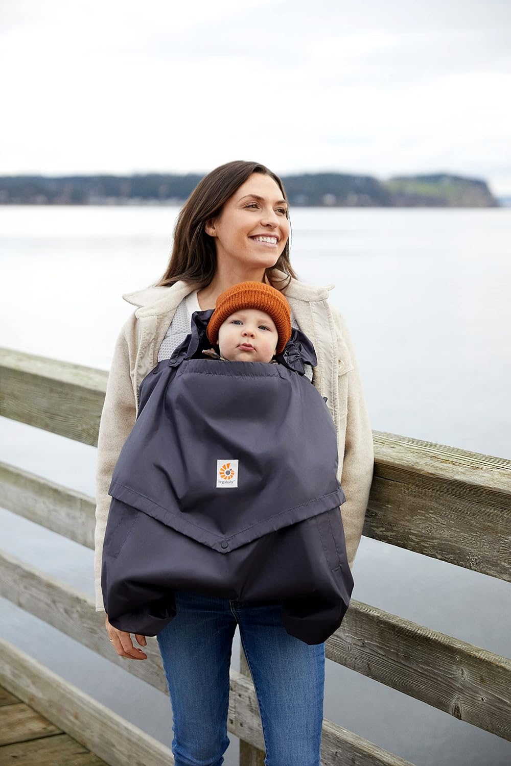 Ergobaby Funda cortavientos y impermeable, protección contra el viento y la lluvia para todos los portabebés Ergobaby, funda repelente al agua, Carbón