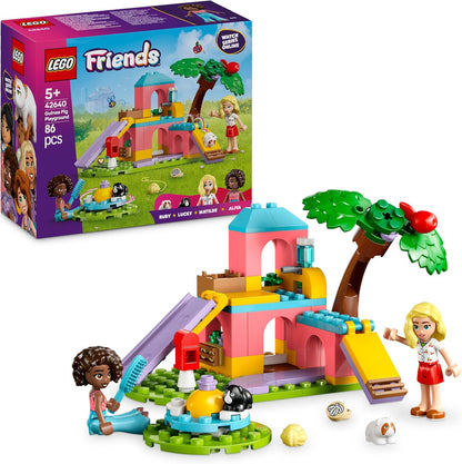 LEGO Conjunto de playground de cobaia Friends, conjunto de brinquedo de construção para meninas de 6 anos ou mais, inclui 2 minibonecas e 2 figuras de animais para brincadeiras imaginativas