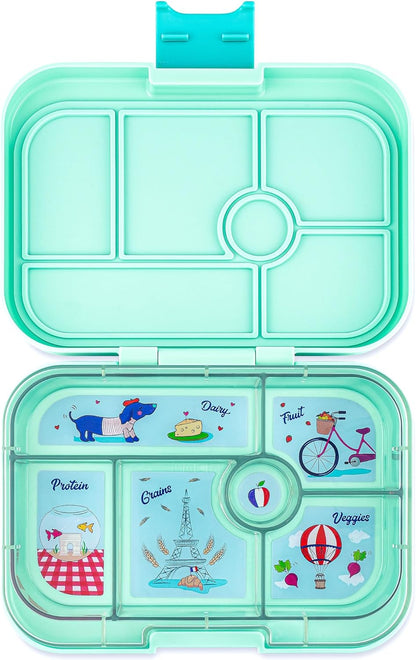yumbox Recipiente original de lancheira Bento à prova de vazamentos para crianças (cinza nebuloso (bandeja de Paris))