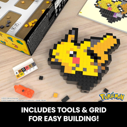 MEGA Conjunto de construção de bonecos de ação Pokémon, Eevee com 323 peças e estilo pixel retrô, para decoração de mesa ou parede, brinquedo de construção e exibição para colecionadores, HTH78