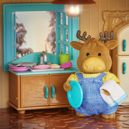 Li'l Woodzeez - Honeysuckle Hillside Cottage - Juego de 20 piezas con casa de juegos, muebles y accesorios - Casas en miniatura y juegos para niños de 3 años en adelante