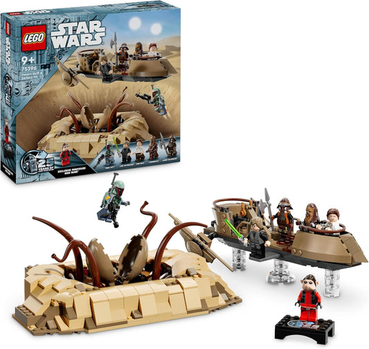 LEGO Star Wars: El regreso del Jedi Desert Skiff y Sarlacc Pit, juego de juguetes para construir vehículos para niños y niñas a partir de 9 años, incluye 6 minifiguras, incluido Luke Skywalker, regalo para niños y fanáticos