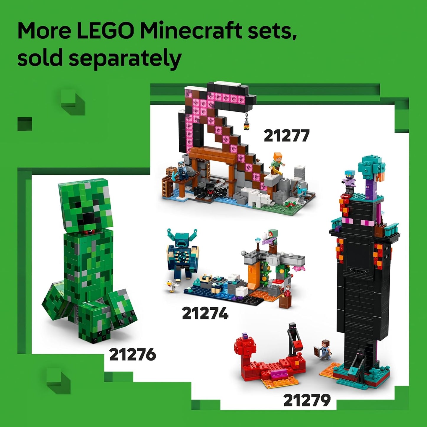 Calendário do Advento LEGO Minecraft 2025 para meninos e meninas a partir de 7 anos - Brinquedo de contagem regressiva para o Natal com 24 surpresas, incluindo minifiguras e mini construções - Presente para gamers - 21280