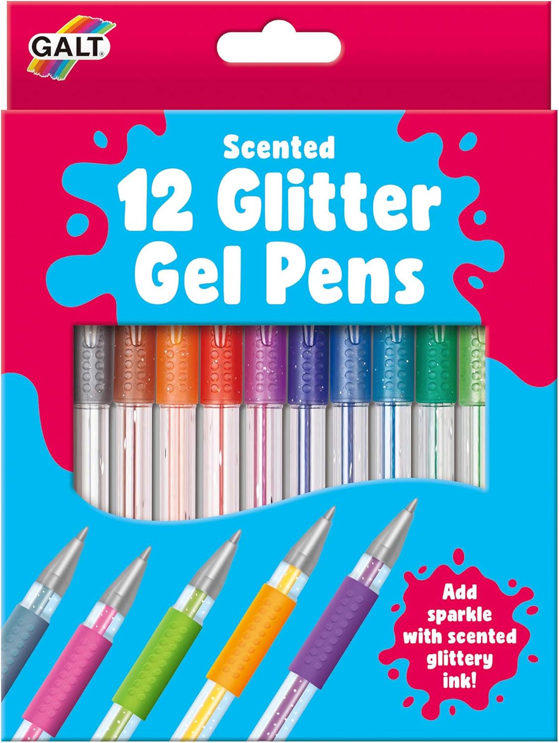 Galt Canetas de gel com 12 glitters - Kit de canetas de gel metálicas coloridas e perfumadas para crianças, artes e ofícios para crianças - Conjunto de canetas multicoloridas brilhantes e brilhantes para colorir, escrever e desenhar - A partir de 6 anos