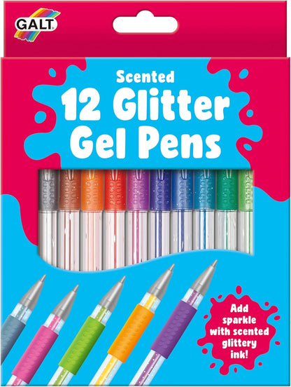 Galt Canetas de com 12 glitters - Kit de canetas de gel metálicas coloridas e perfumadas para crianças, artes e ofícios para crianças - Conjunto de canetas multicoloridas brilhantes e brilhantes para colorir, escrever e desenhar - A partir de 6 anos