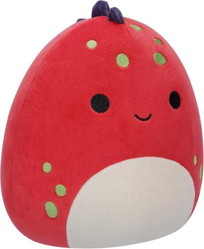 Squishmallows SQCR05399 Le Rouge 7,5 polegadas-Dolan The Red Dino com manchas verdes, multicolorido