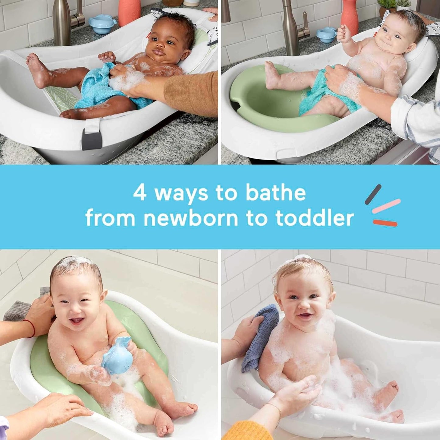 Banheira Fisher-Price FQDDZ para Bebês e Crianças 4 em 1 com Assento Removível para Bebês e 2 Brinquedos, Cachorrinho Perfeito