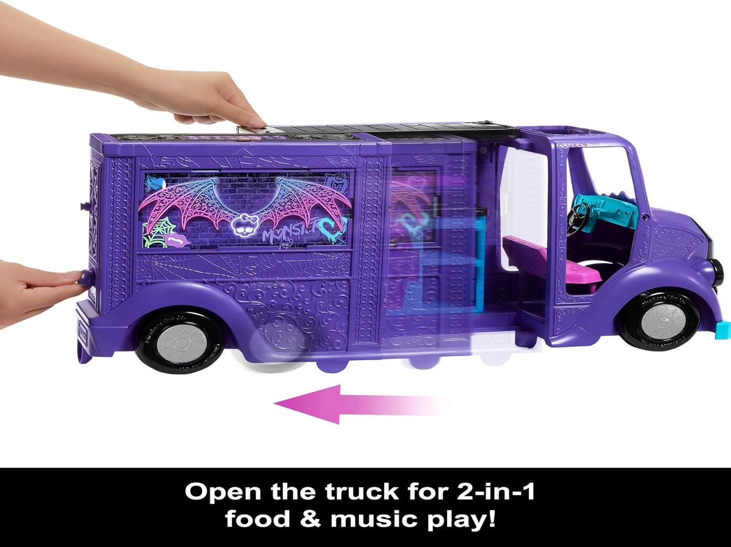 Monster High Boneca e playset Draculaura, Fangtastic Rockin' Food Truc