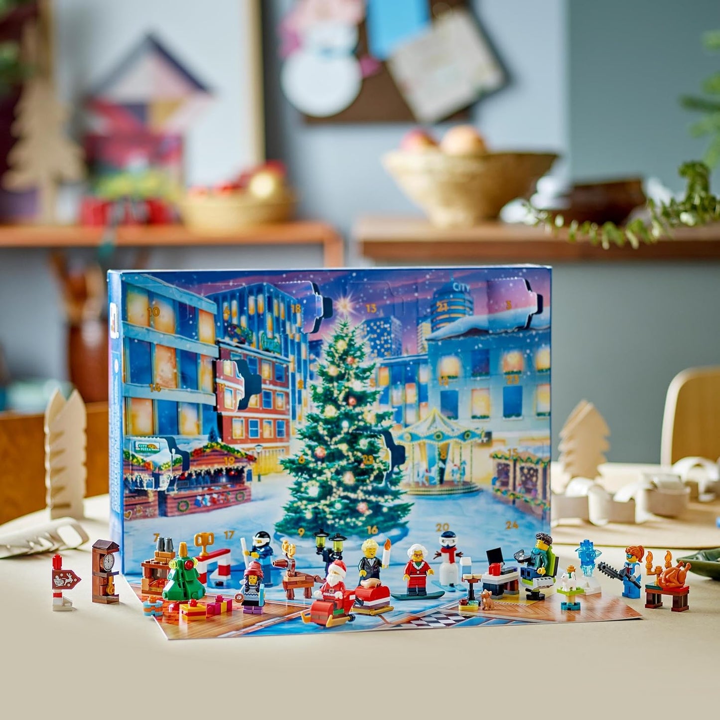 LEGO 60381 City Advent Calendar com 24 presentes incl. Figuras de Papai Noel e Renas, além de tapete de jogo Winter Wonderland, presente de contagem regressiva de Natal para crianças, meninos e meninas