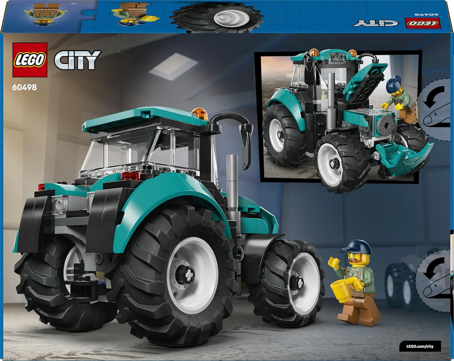 LEGO City Trator de Brinquedo - Kit de Construção de Modelo de Veículo Agrícola com Minifigura de Fazendeiro - Ideia de Presente de Aniversário para Meninos a partir de 6 Anos e Fãs de Engenharia - 60498
