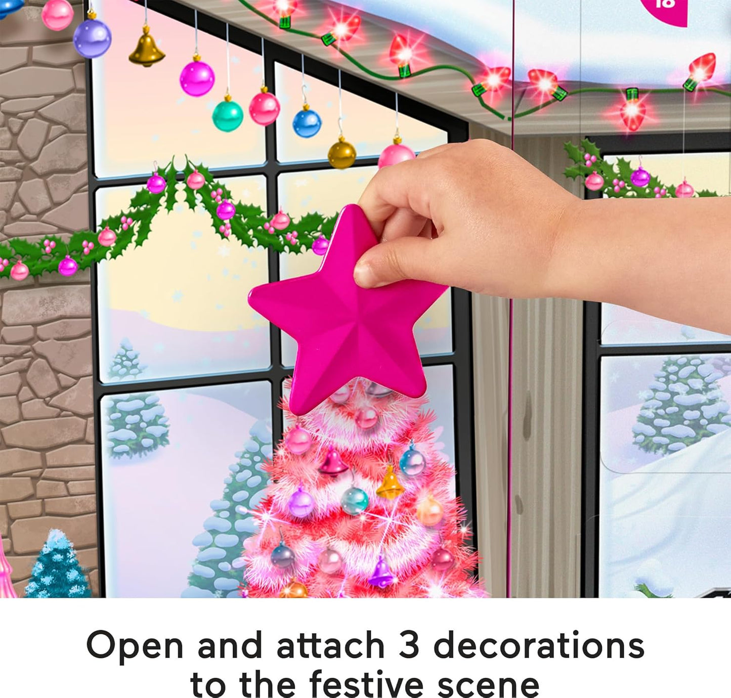 Fisher-Price Calendário do Advento da Barbie Little People da e conjunto de brinquedos para crianças, 24 bonecos de Natal e peças de brincar