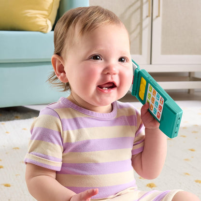 Fisher-Price Baby Toy Flip Phone Laugh & Learn Musical Learning Activity for Toddler Faming Play Infants Ages 6+ Months Version Multilanguage, JMM31