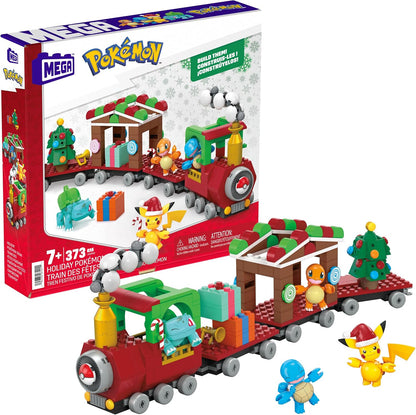 MEGA Brinquedo de Montar Pokémon – Trem Festivo com 373 Peças e 4 Personagens Articulados, Ideia de Presente para Crianças (HHP69, Multicolorido, Médio)