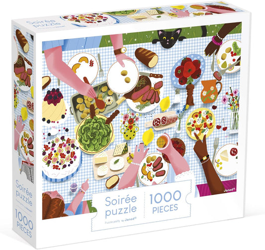 Janod - Quebra-cabeça de 1000 peças Adultos Adolescentes Crianças - Refeição em família - Desenvolve paciência e destreza - Fabricação europeia, tintas vegetais e certificado FSC - A partir de 8 anos - J02525